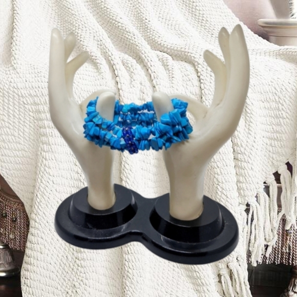 Jewelry - Genuine Turquoise Triple Layer Beaded Stretchy Bracelet